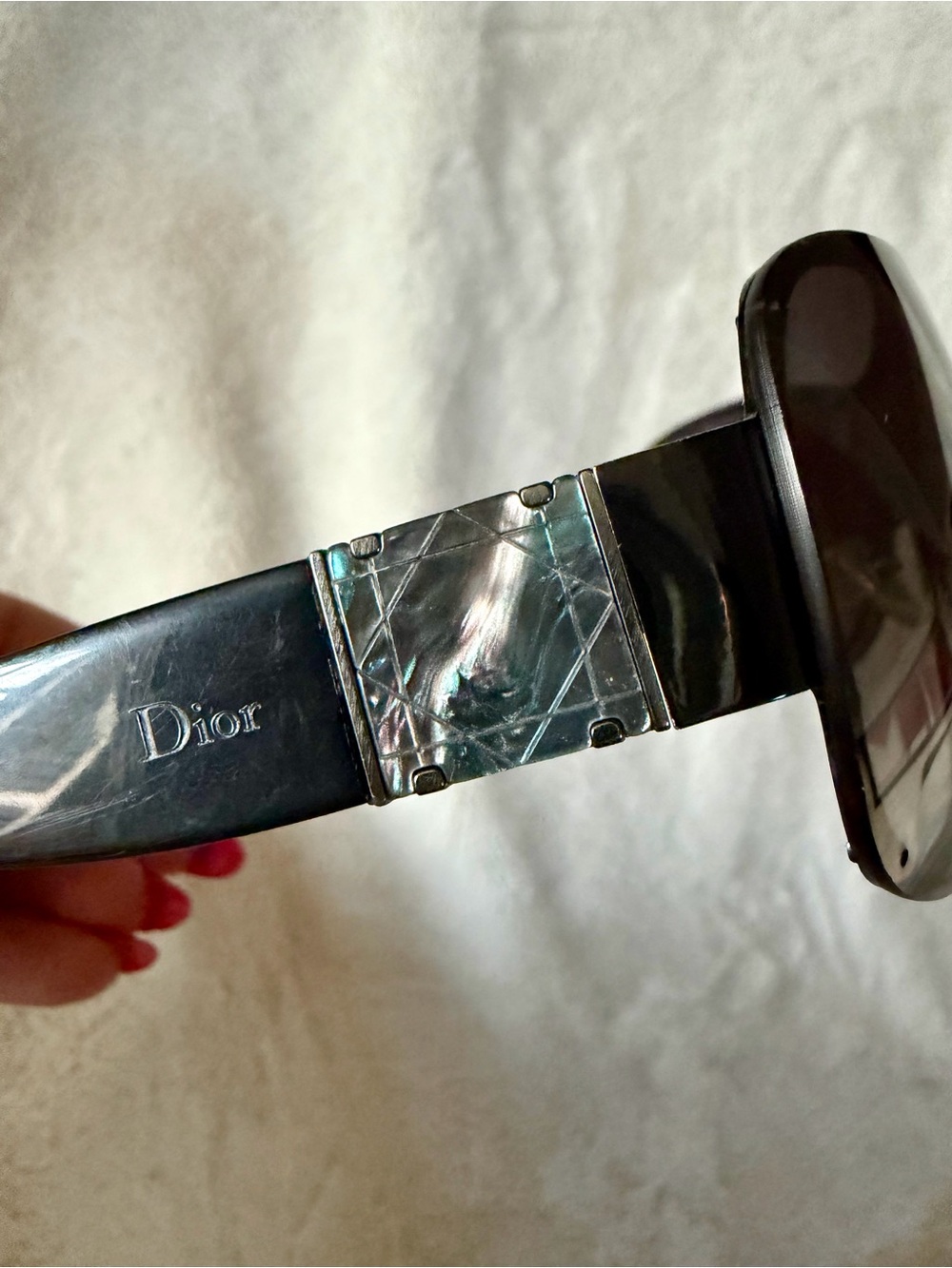 Dior Vintage. Shield Sunglasses in Black/ Cannage - Full Set - Picture 4 of 17